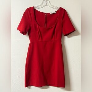 Abercrombie & Fitch Red Scoop Neck Mini Dress Short Fit Flare Cocktail Party XS